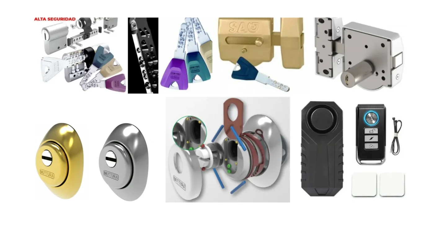 Components del pack búnquer: cilindre Keso 8000, forrellat SAG ep50, escuts Mottura i alarma amb comandament